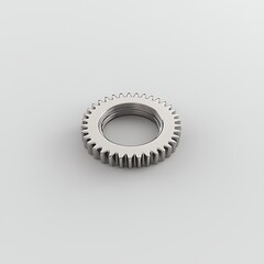 Metallic gear ring isolated on light background