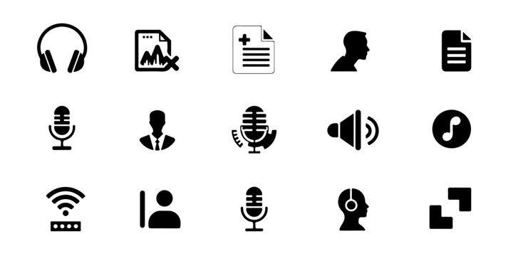 Silhouette Podcast & Audio Content Icons