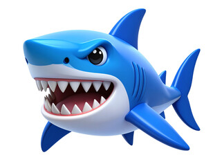 Angry Little Shark 3D Character Icon with Teeth – Transparent PNG