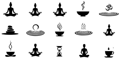 Silhouette Meditation & Mindfulness Icons