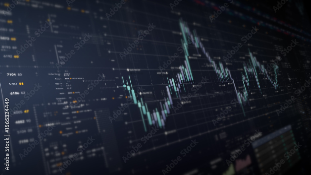 Aufkleber Dynamic data visuals for business info graphics, animated charts, and data-driven insights for a business meeting mock-up. Explore the world of trading, stock exchanges, and crypto
