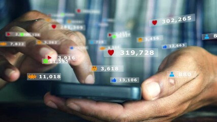 Concept viral video and social media marketing , business, technology, social media, marketing, like, media, scrolling, social, social network, application, concept, - Powered by Adobe