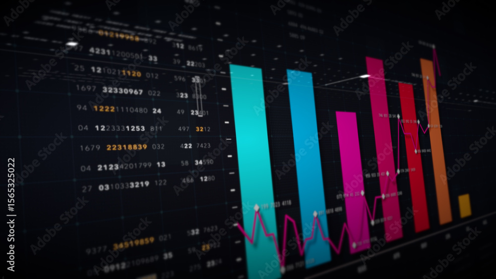 Aufkleber Dynamic data visuals for business info graphics, animated charts, and data-driven insights for a business meeting mock-up. Explore the world of trading, stock exchanges, and crypto