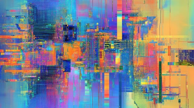 A vibrant abstract composition of geometric shapes and colors.