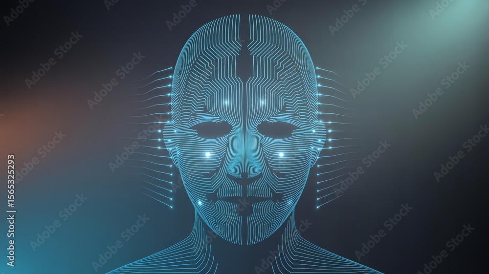 Aufkleber digital human-like figure with circuit patterns and glowing lights
