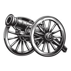 Silhouette of Vintage cannon vector illustration