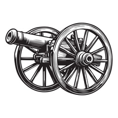 Silhouette of Vintage cannon vector illustration