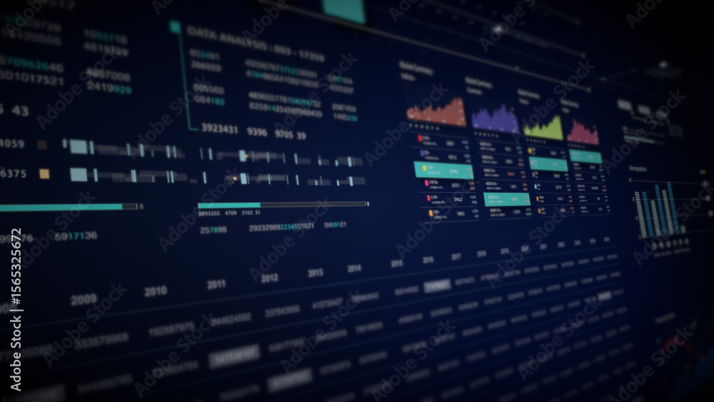 Aufkleber Dynamic data visuals for business info graphics, animated charts, and data-driven insights for a business meeting mock-up. Explore the world of trading, stock exchanges, and crypto
