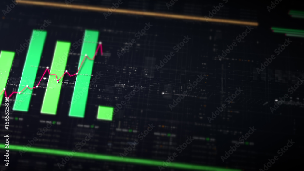 Aufkleber Dynamic data visuals for business info graphics, animated charts, and data-driven insights for a business meeting mock-up. Explore the world of trading, stock exchanges, and crypto