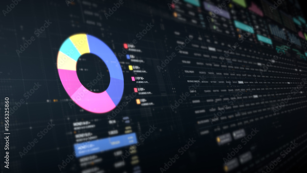 Aufkleber Dynamic data visuals for business info graphics, animated charts, and data-driven insights for a business meeting mock-up. Explore the world of trading, stock exchanges, and crypto