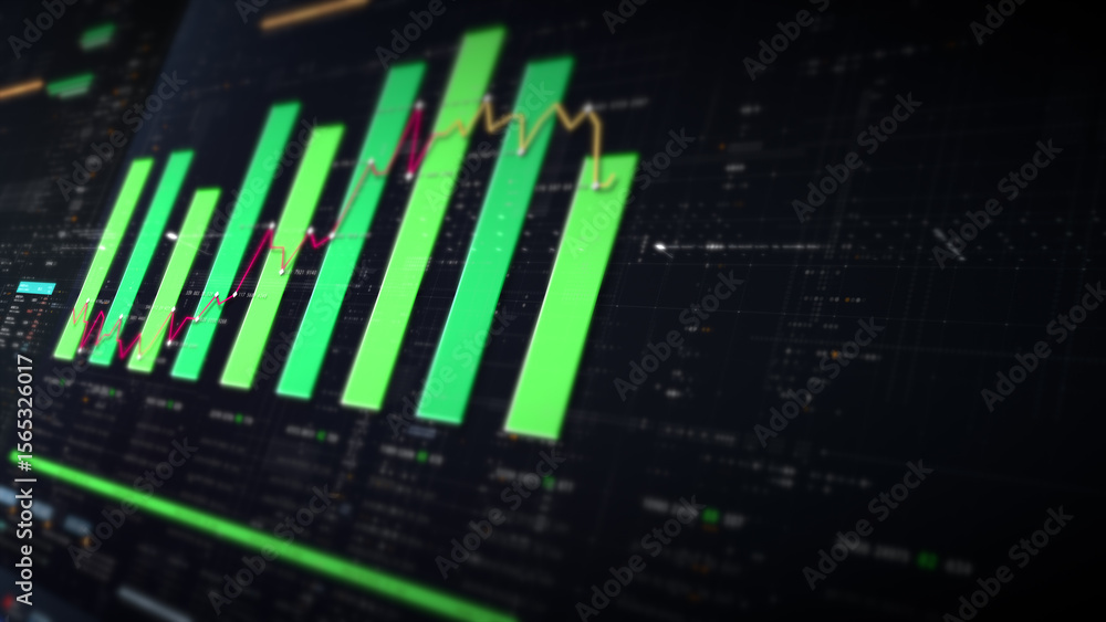 Aufkleber Dynamic data visuals for business info graphics, animated charts, and data-driven insights for a business meeting mock-up. Explore the world of trading, stock exchanges, and crypto