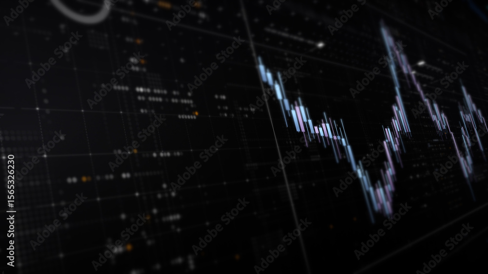 Aufkleber Dynamic data visuals for business info graphics, animated charts, and data-driven insights for a business meeting mock-up. Explore the world of trading, stock exchanges, and crypto