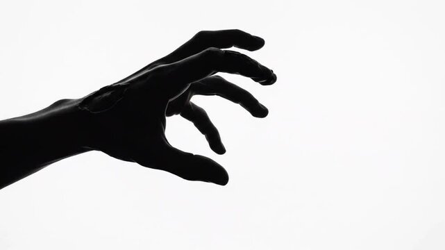 Hand reaching grabbing pulling motion isolated