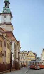 Obraz premium Historic Old Town with Castle and Vintage Tram