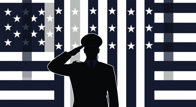 Tribute to Courage A Soldier's Salute Honoring American Heroes and Patriotism A Visual Representation of National Pride and Service - Powered by Adobe