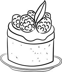 Matcha Cake with Raspberry Illustration