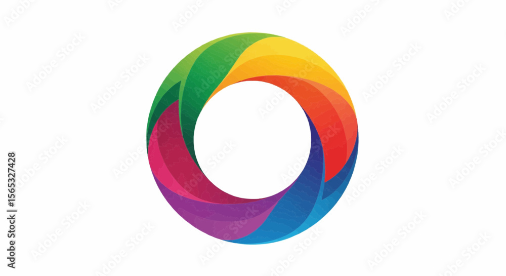 Aufkleber a vibrant circular design featuring a spectrum of colors arranged in a swirling pattern formation