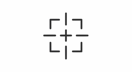 Obraz premium A simple crosshair icon with a plus sign in the middle and square corners, black lines on white background