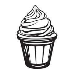 Silhouette of an ice cream vector logo illustration, Minimalist cup ice cream logo vector art illustration