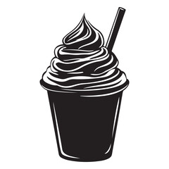 Silhouette of an ice cream vector logo illustration, Minimalist cup ice cream logo vector art illustration