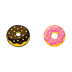 A drawing of a donut with blue icing and yellow polka dots