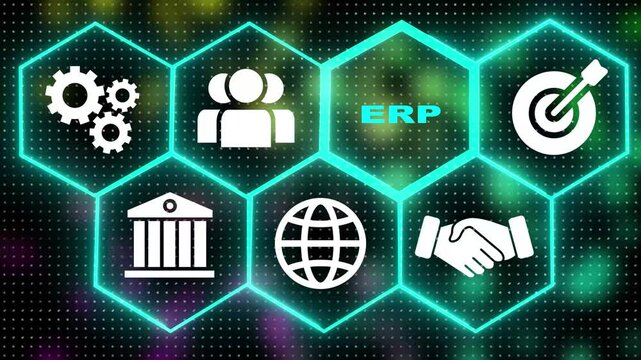 A EPR concept button on a futuristic. Abstract seamless animation of mesh glowing dots digital technology on black background. 4k video. technology network background concept.