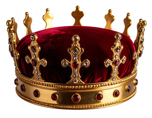 Golden King’s Crown with Velvet Interior – Top-Down Luxury View – Transparent PNG