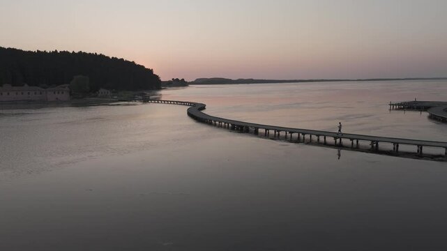 Albania - Zvernec pedestrian bridge during sunset (raw - CinemaDNG)