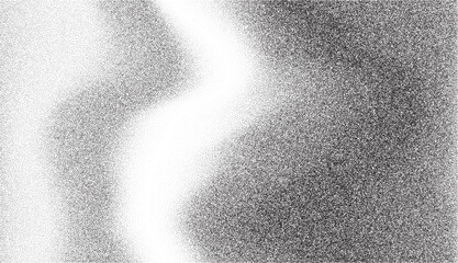 Noise gradient grain background with abstract black and white effect. Paint vector brush dots and shapes on grainy sand paper. Wavy spray grunge with dark space circles and vintage splatter fluid.