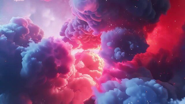 Cosmic nebulae are colorful in the wild space with twinkling stars footage