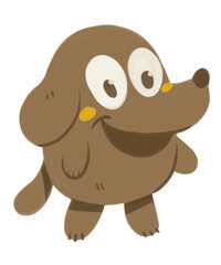 Fototapeta premium hand-drawn brown dog with a sweet smile and floppy ears. Great for children’s books, pet products, and learning materials. 