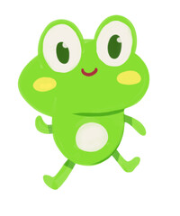 This cheerful green frog was drawn entirely by hand, perfect for pond-themed books, playful merchandise, and children’s learning sets.