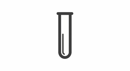 Illustration of a single gray test tube with rounded bottom and thick outline on a white background