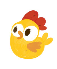 A cute yellow chick with a red comb, drawn by hand for a warm, friendly feel—perfect for Easter, farms, and nursery art.