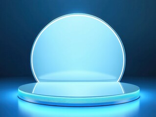 high definition image of 3d round platform. 3d light blue podium background. Mockup for product presentation. Display for cosmetics. Light blue background. high detail 8k