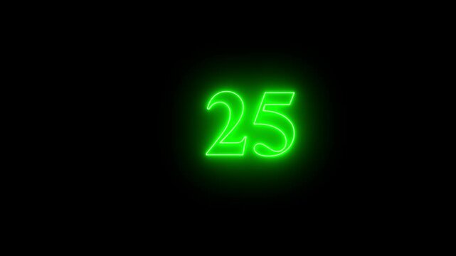 digital 30 seconds neon glowing countdown timer animation, digital 30 seconds neon countdown on black background, modern colorful neon thirty seconds countdown.