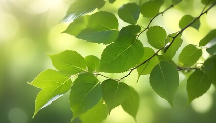 Obraz premium Lush green leaves illuminated by sunlight, creating a peaceful and natural scene.