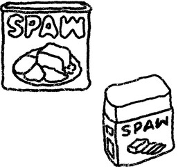 Hand Drawn Square Canned Meat Outline Open Canned Meat Vector Canned Food Crayon Texture Preservative Food Illustration Childlike Convenient Meal Doodles