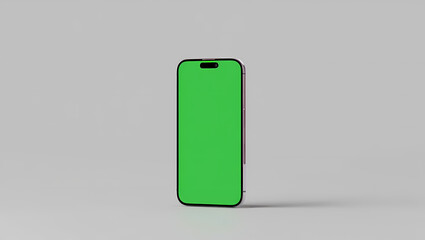 Ai generated image of modern silver smartphone with green screen, isolated on white