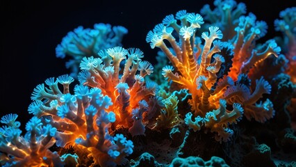 Fototapeta premium Abstract Marine Polyps with Intricate Glow and Reef Texture