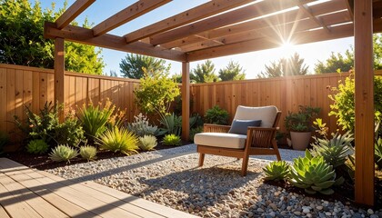 Armchair Under Pergola in Dappled Light