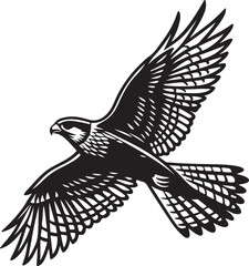 Falcon or eagle  flying silhouette