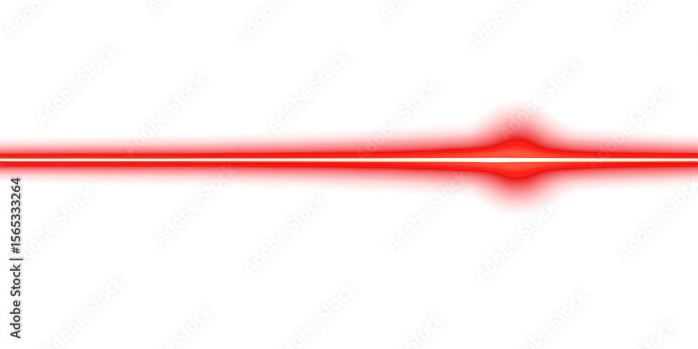 Poster neon red line of light on transparent background. futuristic. design element. laser. glow.