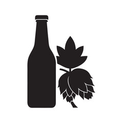 Beer Bottle And Hop Cone Silhouette Art
