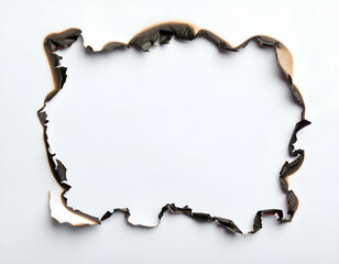 Burned Paper Frame on White Background