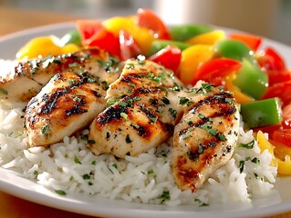 Grilled chicken breast with rice and vegetables (1)