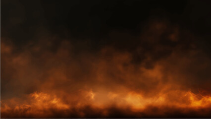 Fiery Flames and Smoke on Dark Background


