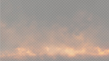 Realistic Orange Fire Flames with Smoke on Transparent Background

