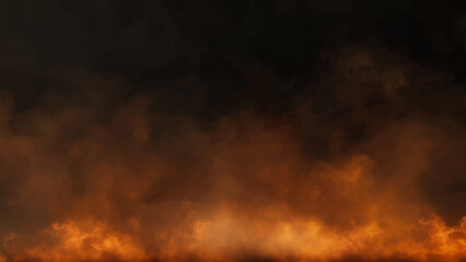 Fiery Flames and Smoke on Dark Background

