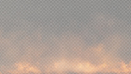 Realistic Orange Fire Flames with Smoke on Transparent Background

